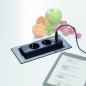 EVOline BackFlip CUISINE 2x250V,1xUSB,lacuit alb mat